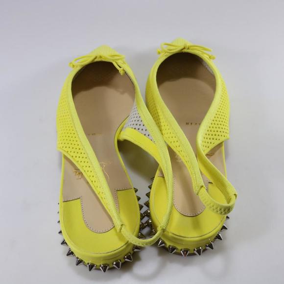 Hall Spike Flat Yellow Spiked Perforated Suede Slingback Flats d672 - Picture 11 of 12